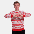 Mens Red and White Strips Christmas Jumper