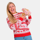 Womens Red and White Strips Christmas Jumper