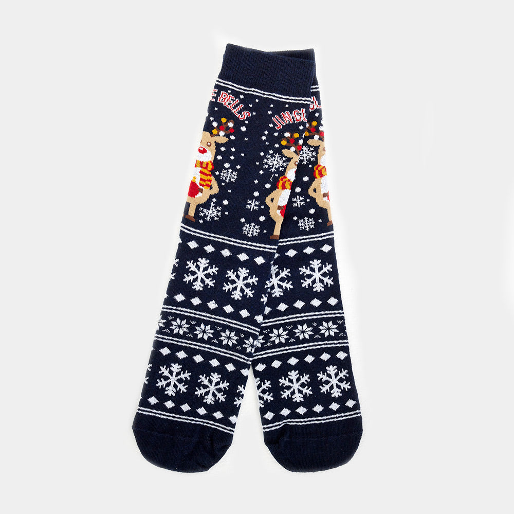 Unisex Christmas Socks with Rudolph and Snow