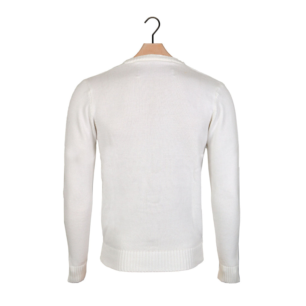 White 3D Christmas Jumper with Hairy Reindeer Back