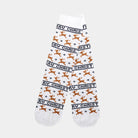 White Elegant Christmas Socks Unisex with Reindeers