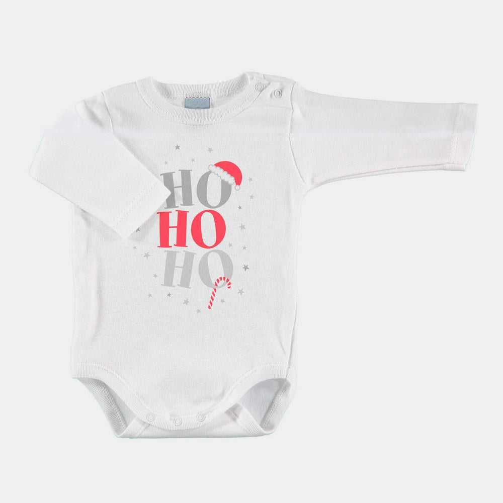 White long sleeve Babys Christmas Bodysuit Ho-Ho-Ho!